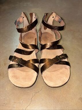 UGG Women's Metallic Bronze Strappy Sandals